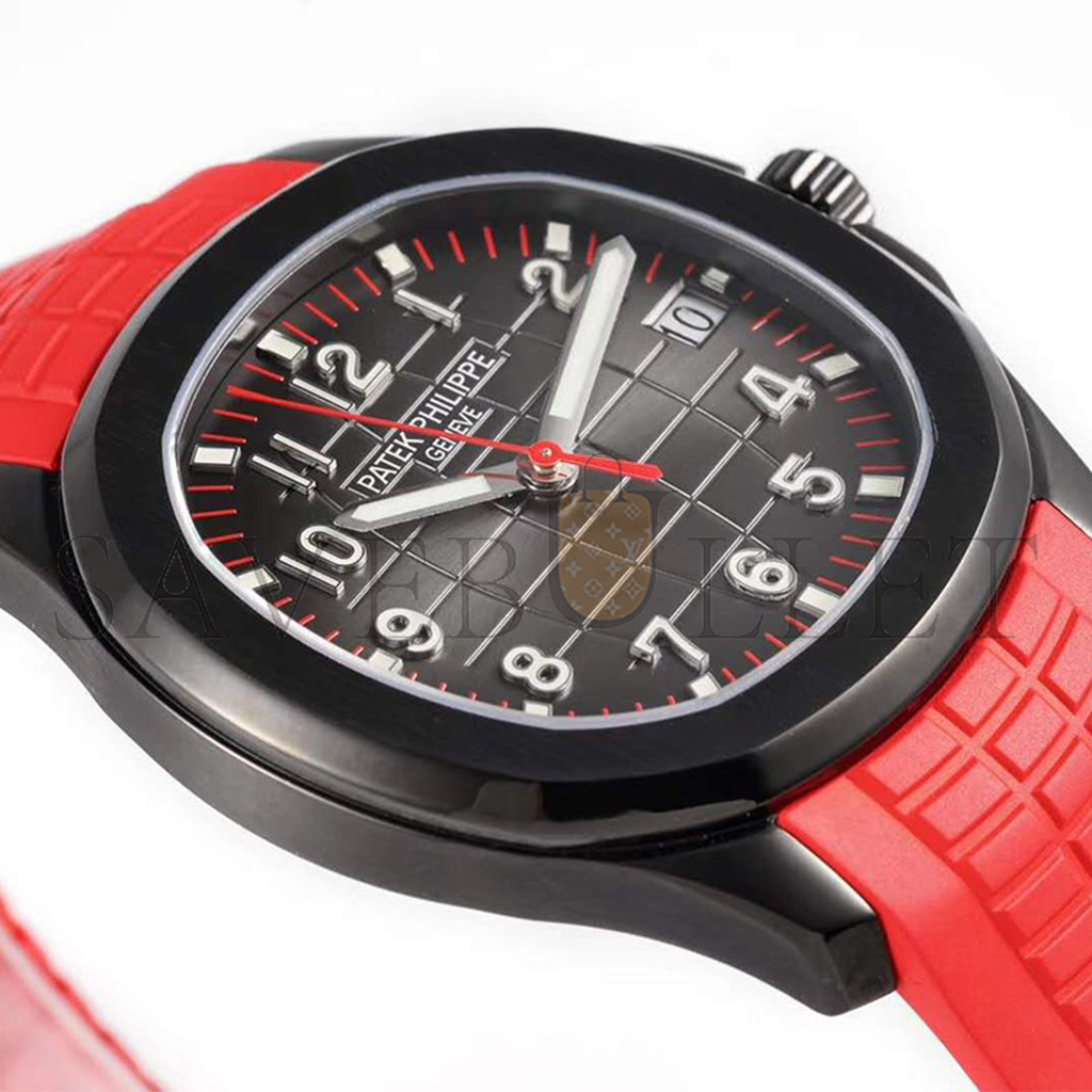 P**ek Ph**ppe aquanaut‘black venom’black dial on red rubber strap watch 5167a